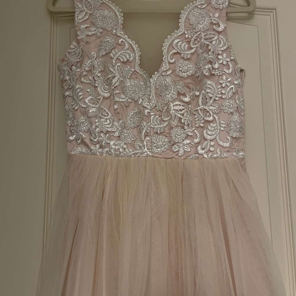 Lulu's Pink and Cream Lace Maxi Dress